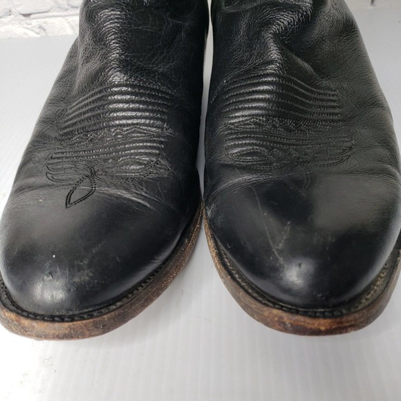 Men\'s Lucchese‎ Black Calf Leather Western Boots M1020 B4 Handcrafted Size 9.5 D main image 9